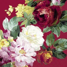 Napkins Vintage Big Rose Red
