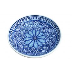 Chrysanthemum Blue & White Flat Bowl