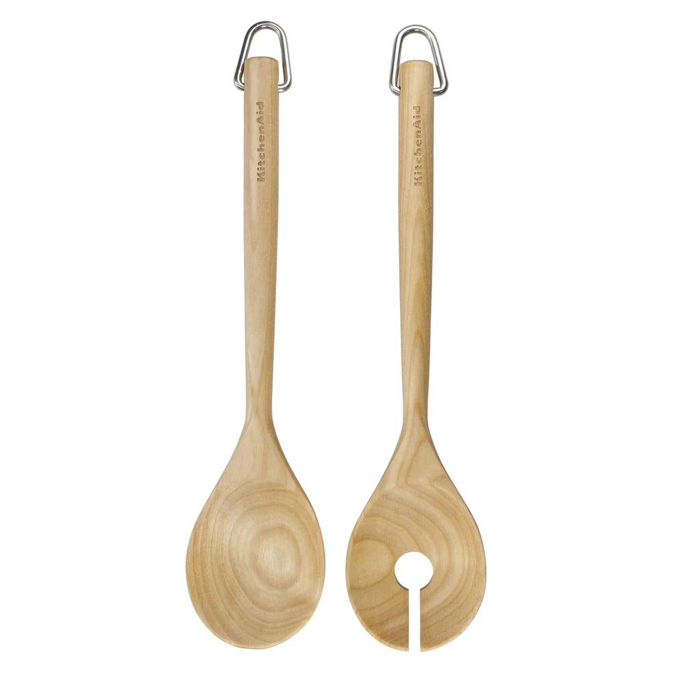 KitchenAid Birchwood Salad Servers, Fork and Spoon