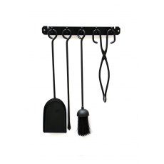 Matt Black Wall Hanging 4pc Fire Tool Set