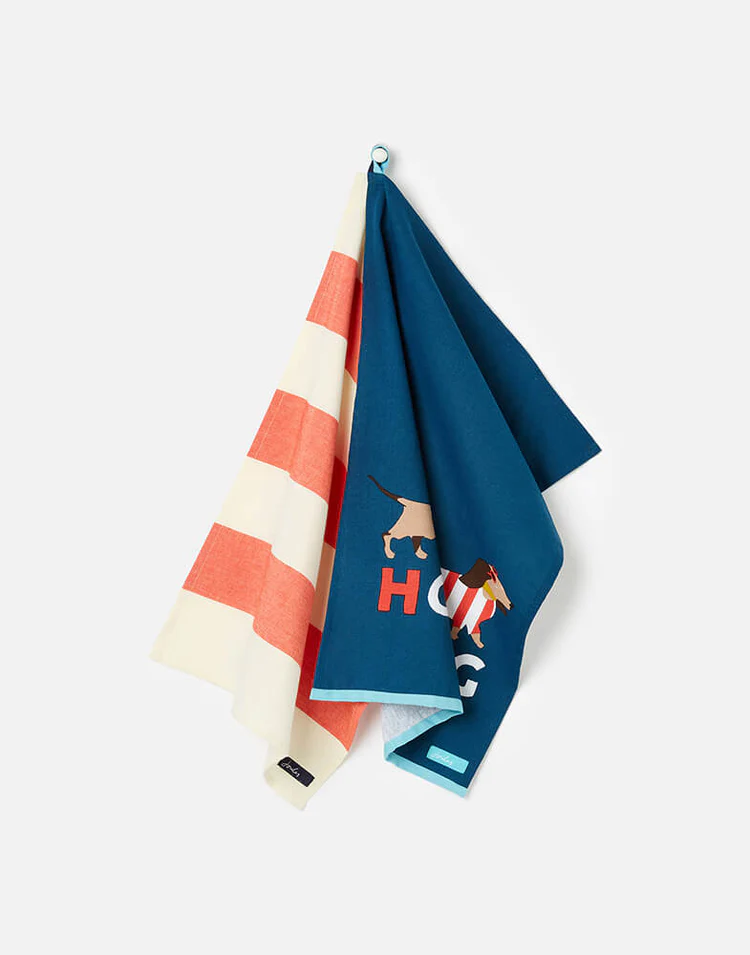 Joules Brightside Hot Dog Set of 2 Tea Towels