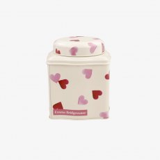 Emma Bridgewater Pink Hearts Dome Lid Wavy Caddy with Tea Bags