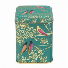 Sara Miller Green Birds Square Tin With Fudge 100g