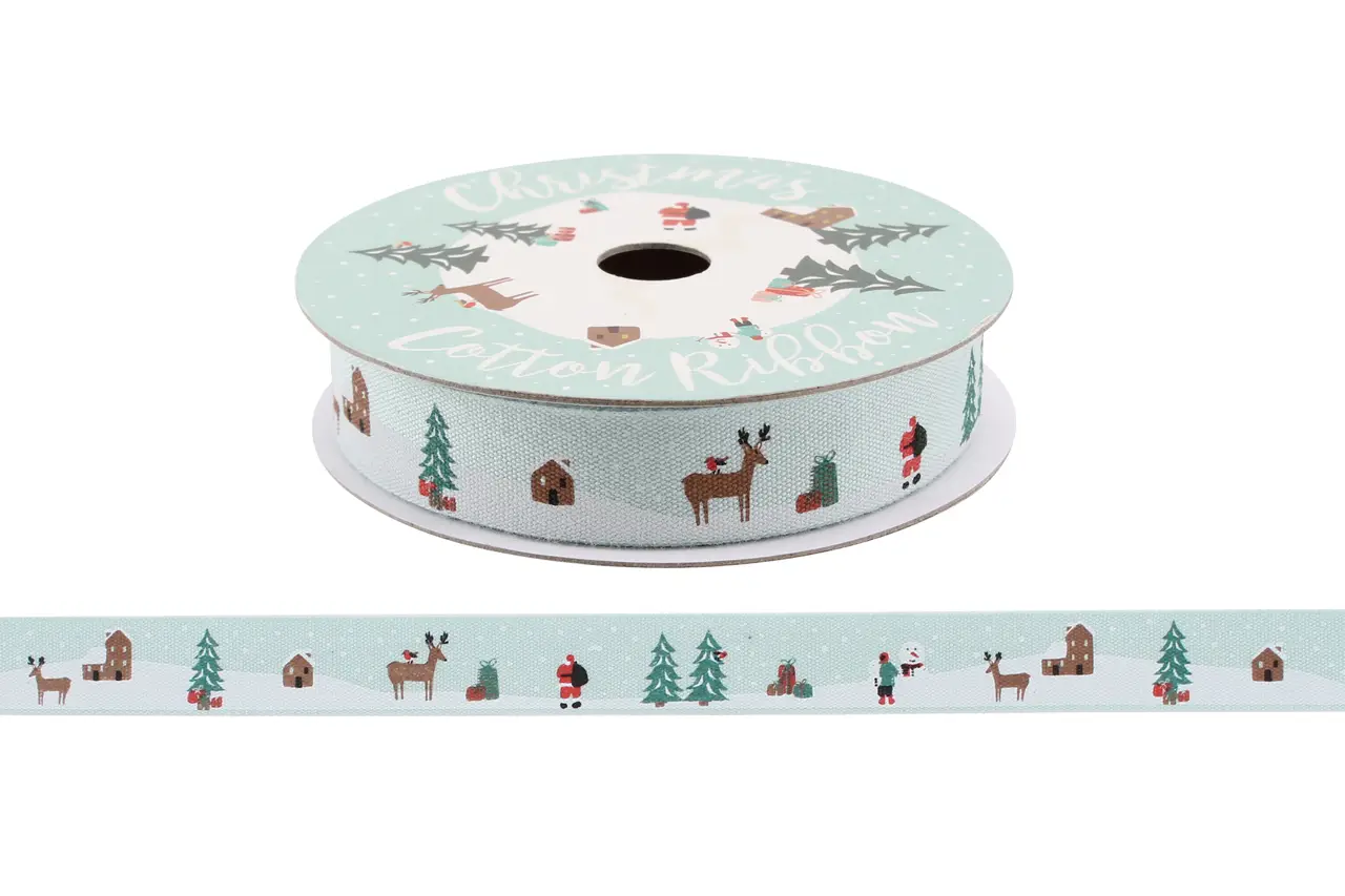 Christmas Scene Cotton Ribbon - 5m