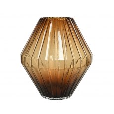Glass Vase Glass Diamond Rim Relief - Brown