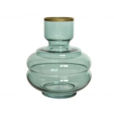 Glass Vase Totem Colorflow - Gold Rim / Green