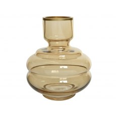 Glass Vase Totem Colorflow - Gold Rim /Peach