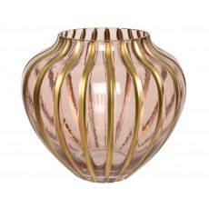 Pink & Gold Glass Vase Shiny With Spray Colour 25x22cm