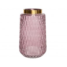 Tall Pink Glass Vase Shiny With Spray Colour 15x26cm