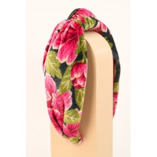 Powder Printed Velvet Painted Peony Headband Charcoal