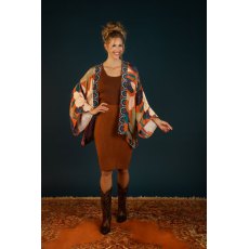 Powder Winter Floral Kimono Jacket Terracotta