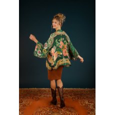 Powder Folk Art Floral Kimono Jacket Fern