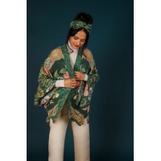 Powder Folk Art Floral Kimono Jacket Fern