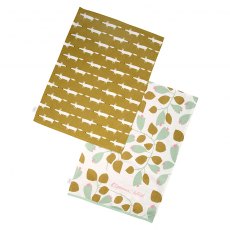 Scion Mr Fox S/2 Tea Towels Ochre