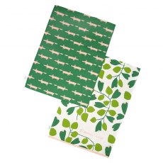 Scion Mr Fox S/2 Tea Towels Mint Leaf