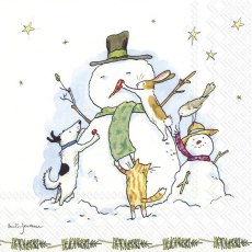 Napkins Snowman With Friends