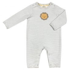 Albetta Applique Leo Lion Grey Stripe Babygro