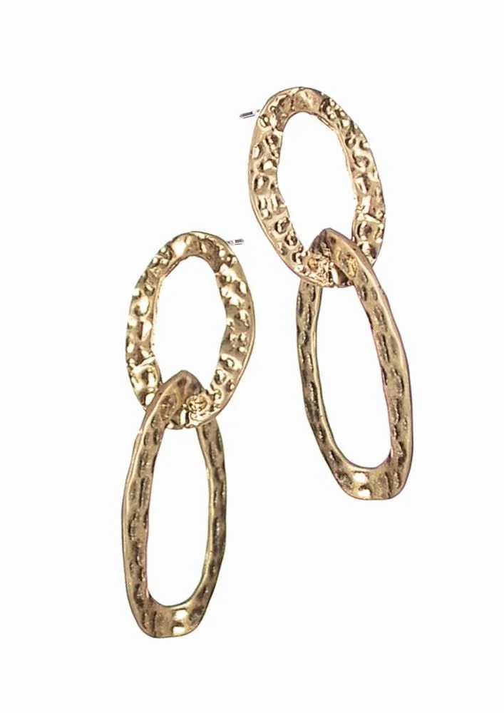 Hot Tomato Molten Ovaloid Rings Worn Silver / Gold Earrings