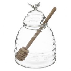 Glass Honey Jar & Wooden Spoon