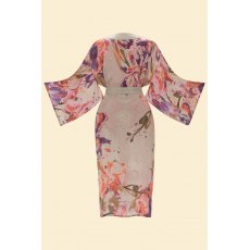 Powder Orchid & Iris Kimono Gown Coconut