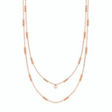 Tipperary Crystal Skandi Triple Bead Rose Gold Long Necklace