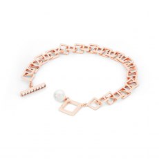 Tipperary Crystal T Bar Square Chain Bracelet Rose Gold