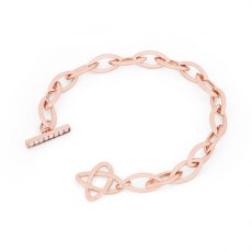 Tipperary Crystal T Bar Leaf Chain Bracelet Rose Gold