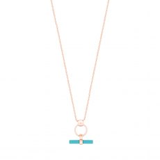 Tipperary Crystal Turquoise Bar & Circle Pendant Rose Gold