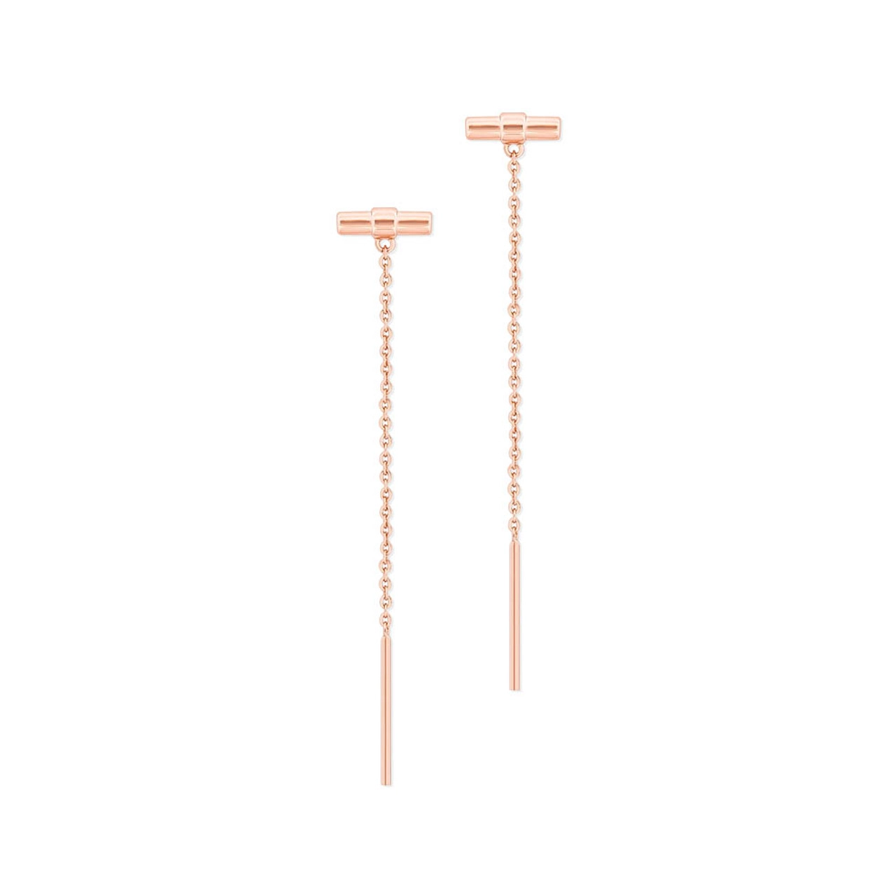 Tipperary Crystal T Bar Chain Earrings Rose Gold