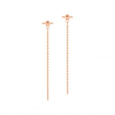 Tipperary Crystal T-Bar Ball Chain Earrings Rose Gold