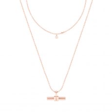 Tipperary Crystal T-Bar Ball Chain Pendant Rose Gold