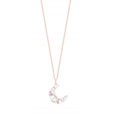 Tipperary Crystal Half Moon Pendant Clear CZ Rose Gold