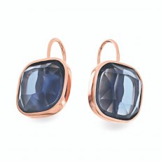 Tipperary Crystal Maureen O'Hara Blue Cushion Stone Rose Gold Earrings