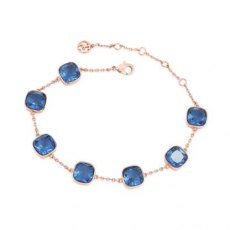 Tipperary Crystal Maureen O'Hara Blue Cushion Stone Rose Gold Bracelet