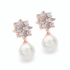 Tipperary Crystal Maureen O'Hara Drop Pearl Rose Gold Earrings