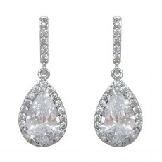Tipperary Crystal Silver Pear Shape Earrings White