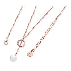 Tipperary Crystal Rose Gold CZ Circle Pearl Feeder Necklace
