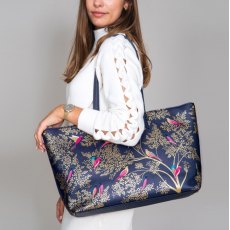 Sara Miller Smokey Blue Birds Large Tote
