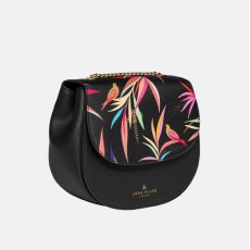 Sara Miller Black Bamboo Half Moon Crossbody Bag