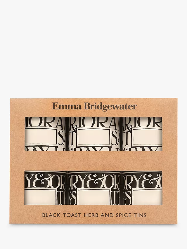 Emma Bridgewater Black Toast Set of 6 Spice Tins