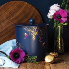 Sara Miller Navy Hummingbird Biscuit Barrel