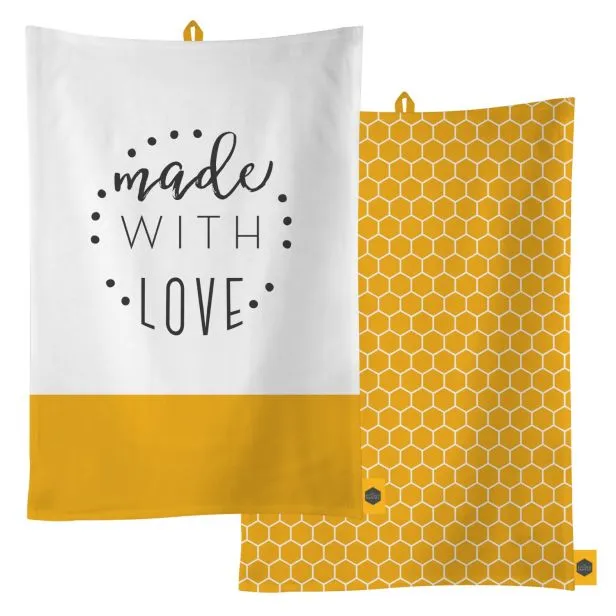 The Kitchen Pantry Pack of 2 Tea Towels Yellow