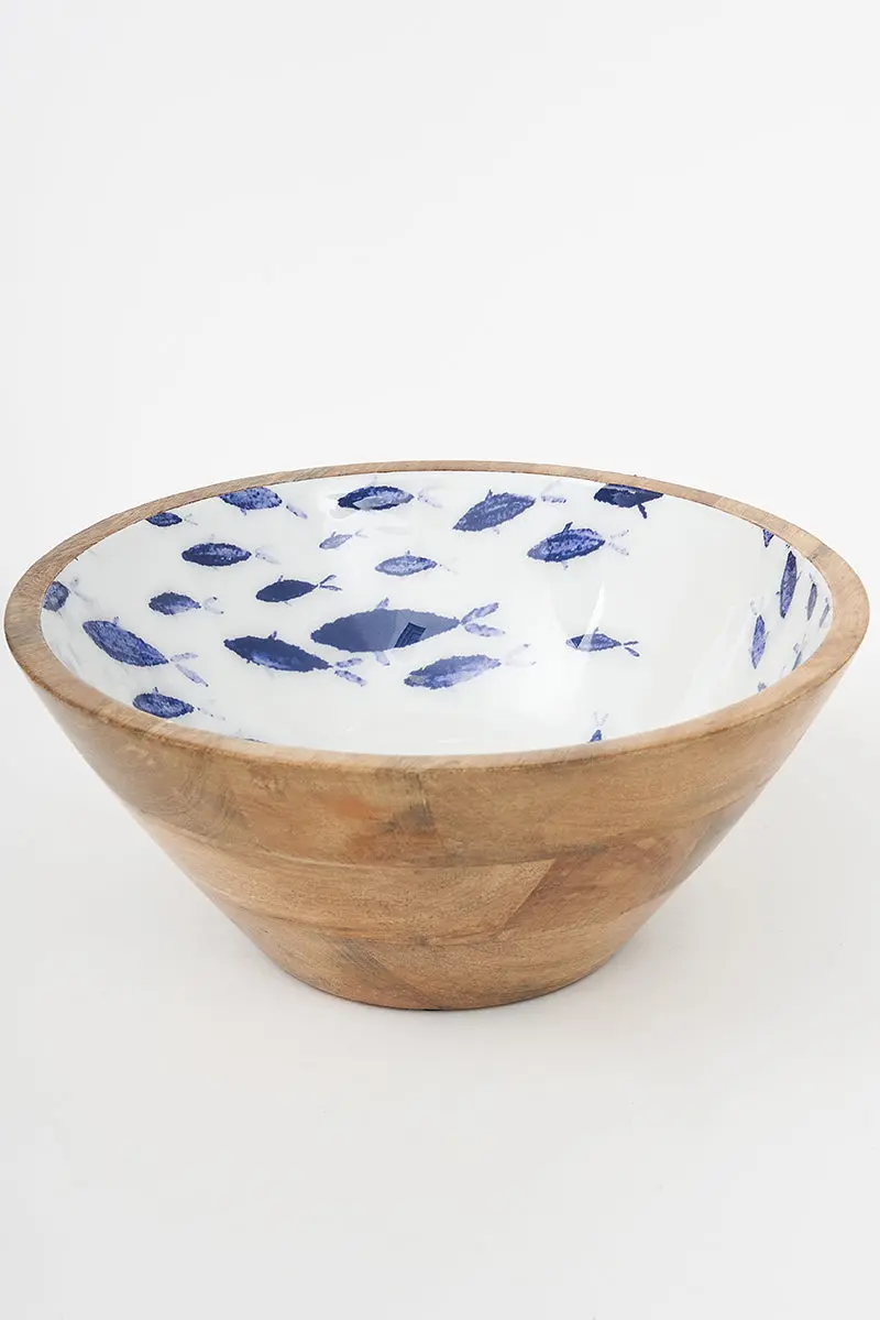 Batela Enamelled Wooden Bowl - Fish