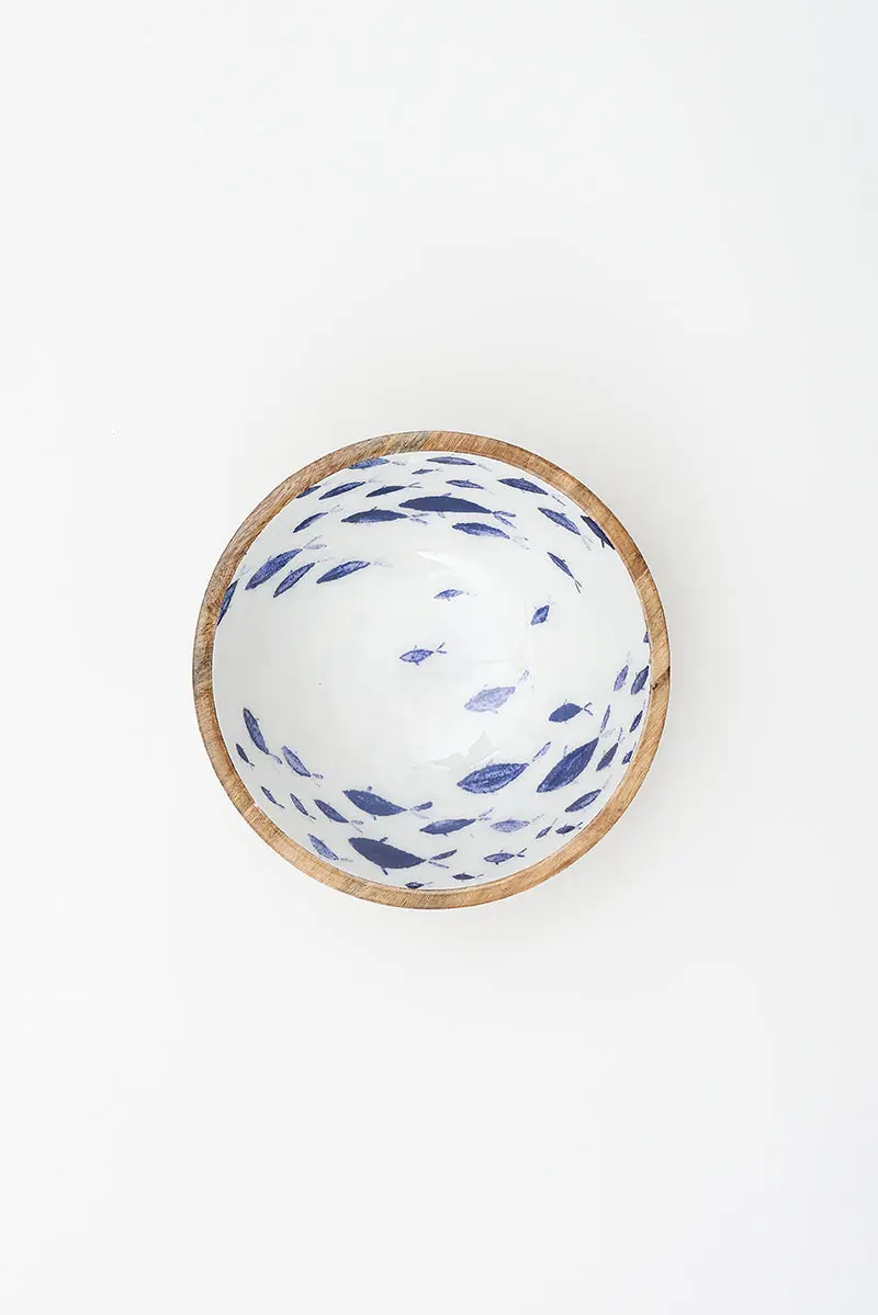 Batela Enamelled Wooden Bowl - Fish