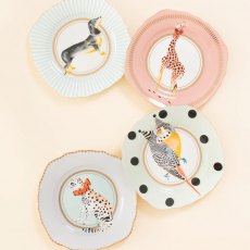 Yvonne Ellen Set of 4 Animal Tea Plates Square