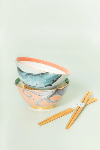 Yvonne Ellen Set of 2 Rice Bowls With Chopsticks