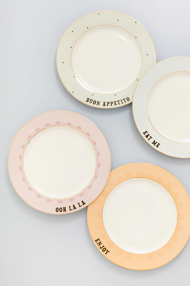 Yvonne Ellen Slogan Dinner Plates - Set of 4