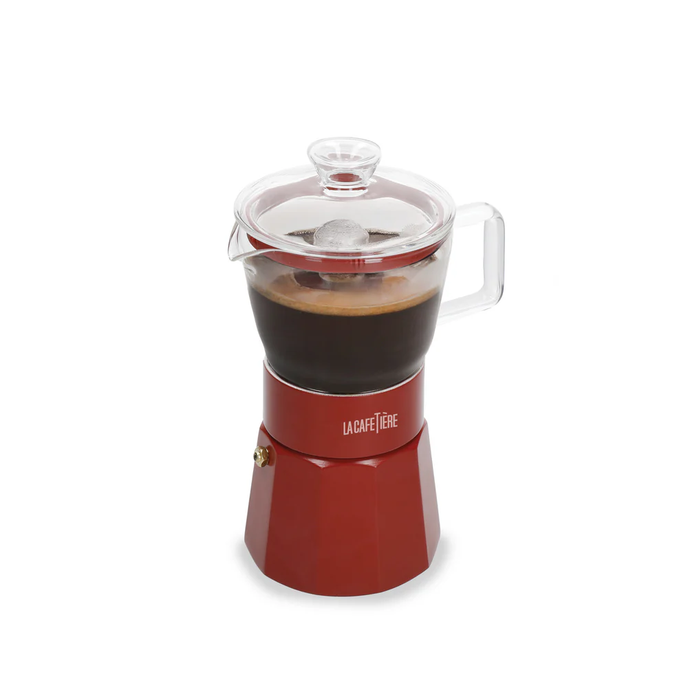 La Cafetière Verona Glass Espresso Maker 6 Cup - Red