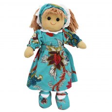 Powell Craft Rag Doll with Teal Exotic Flower Dress