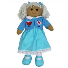 Powell Craft Rag Doll with Blue Embroidered Bird Jacket